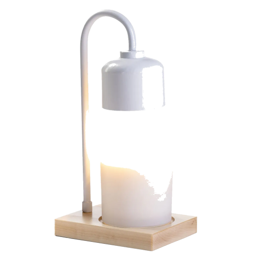 White & Wood Arched Candle Warmer Lamp