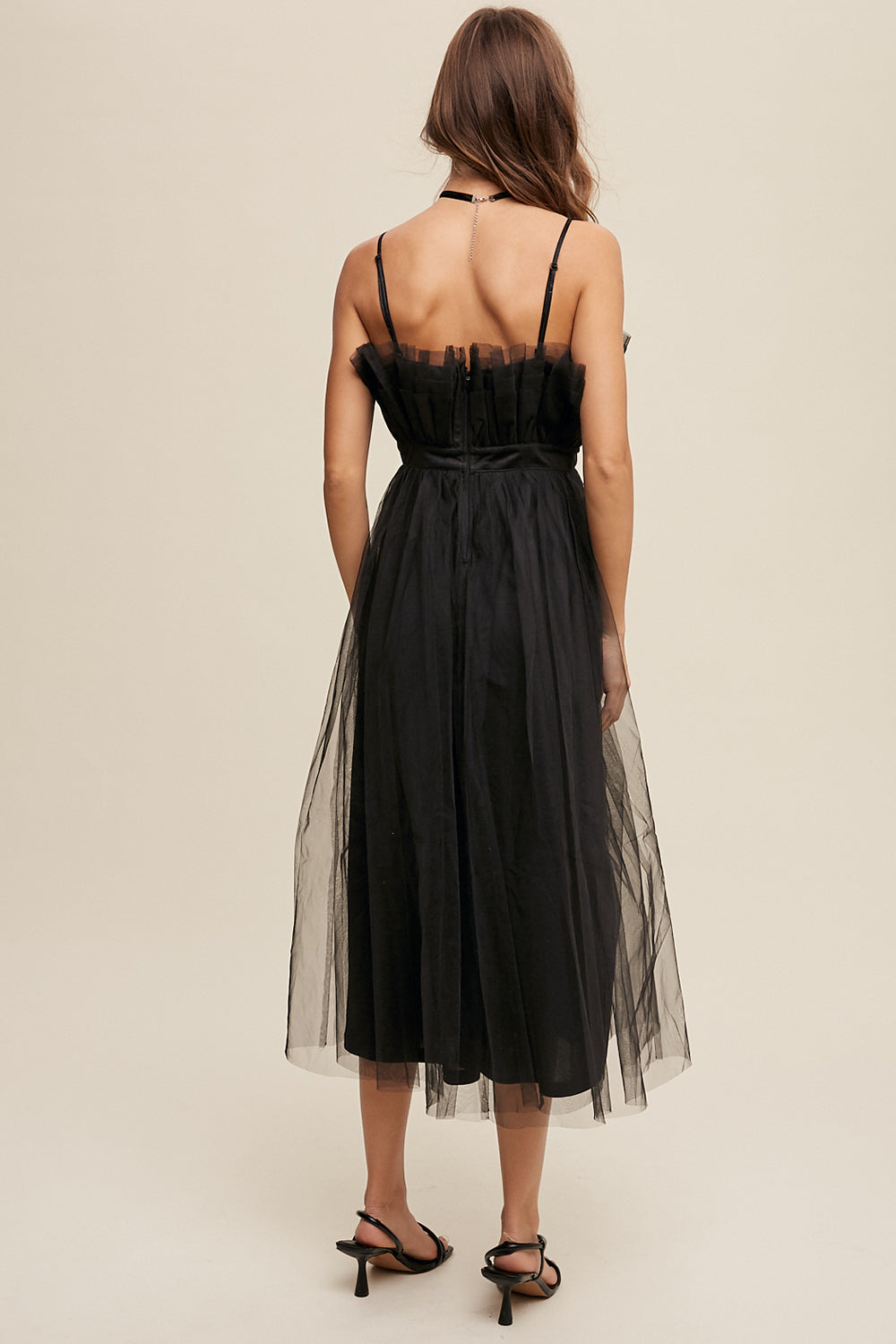 Frill Tulle Maxi Dress