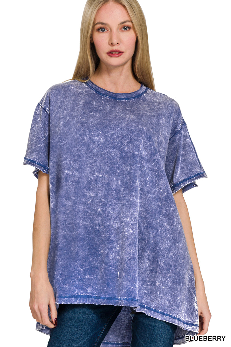 Washed Oversized Short Sleeve Top