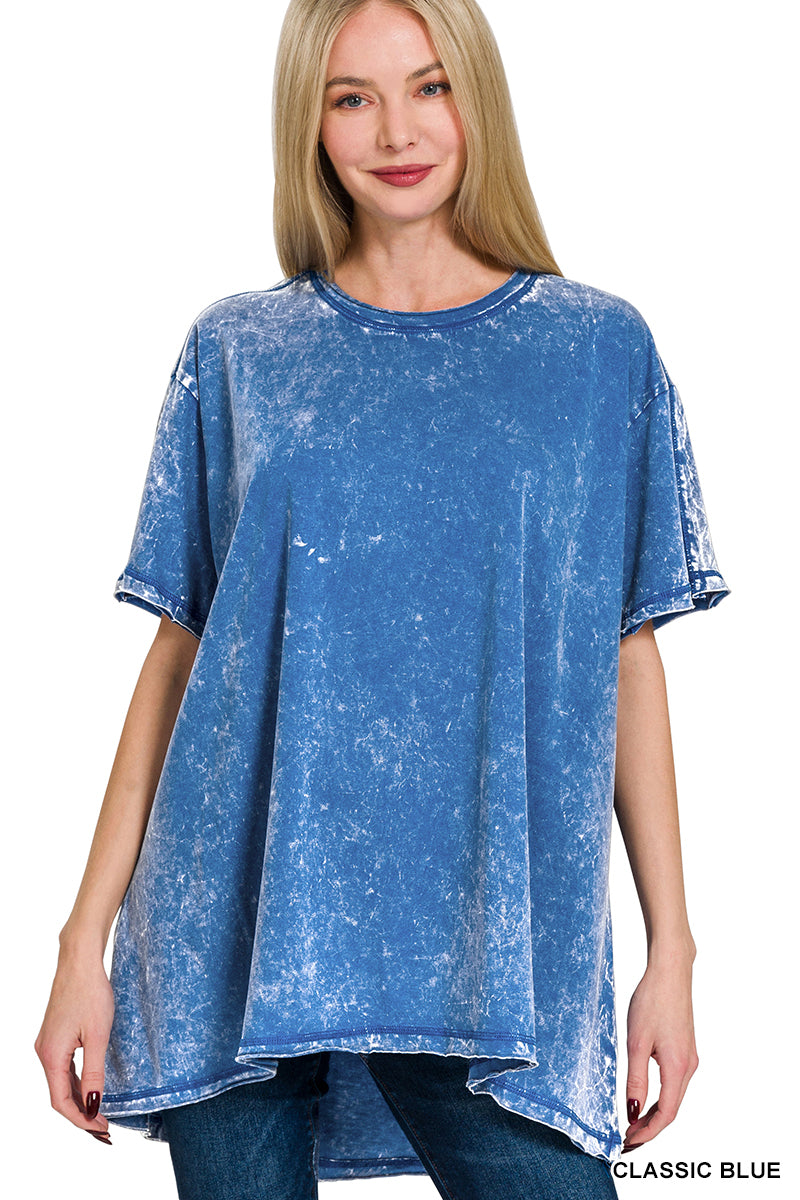 Washed Oversized Short Sleeve Top