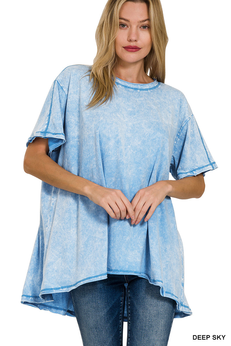 Washed Oversized Short Sleeve Top