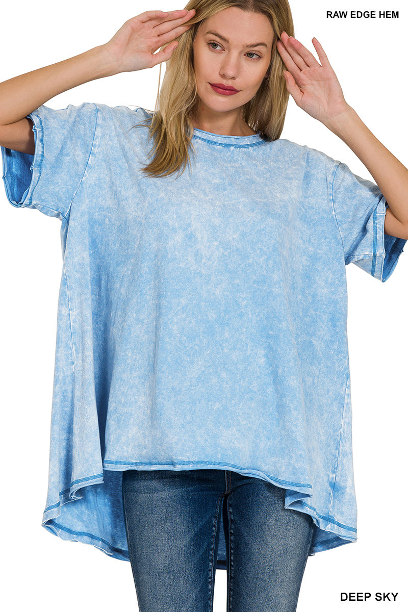 Washed Oversized Short Sleeve Top