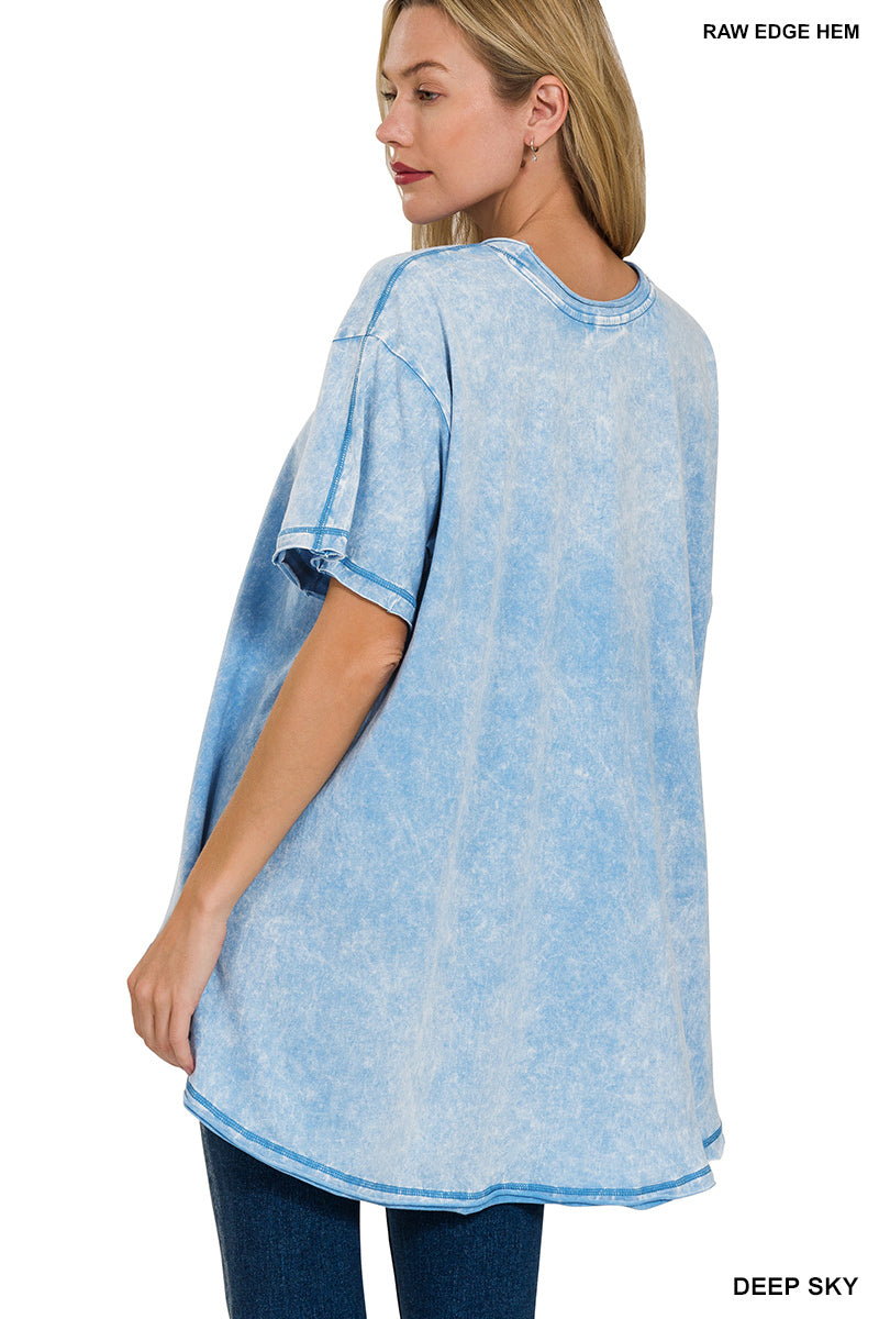Washed Oversized Short Sleeve Top