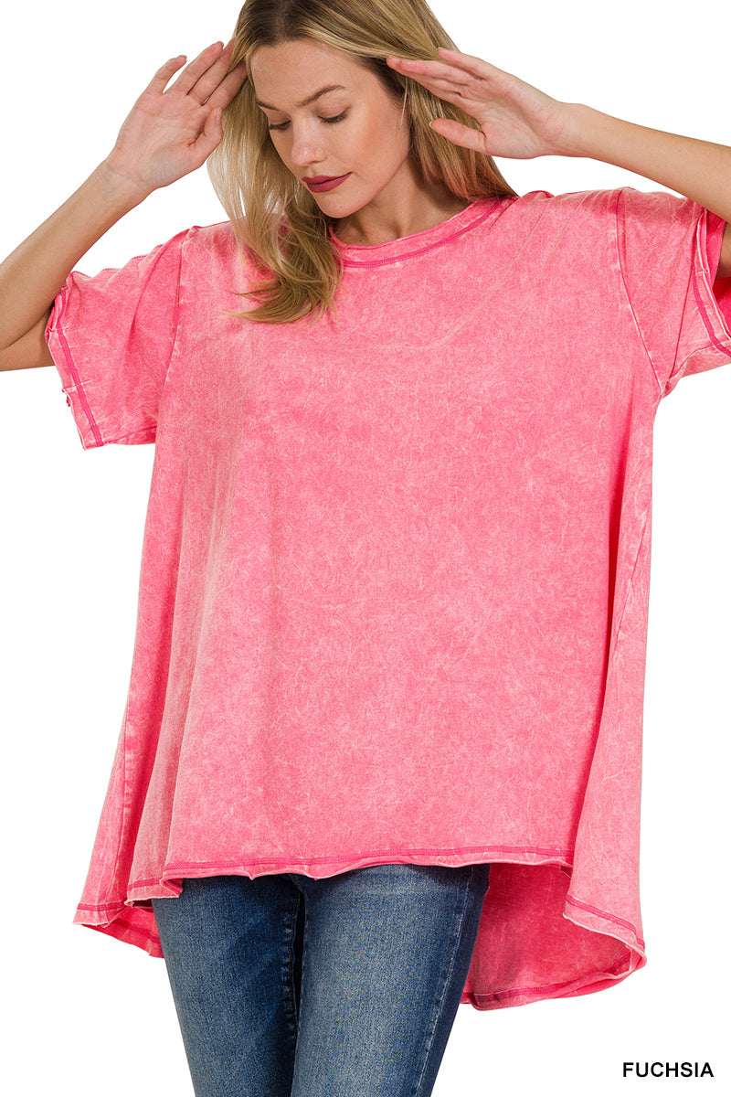 Washed Oversized Short Sleeve Top
