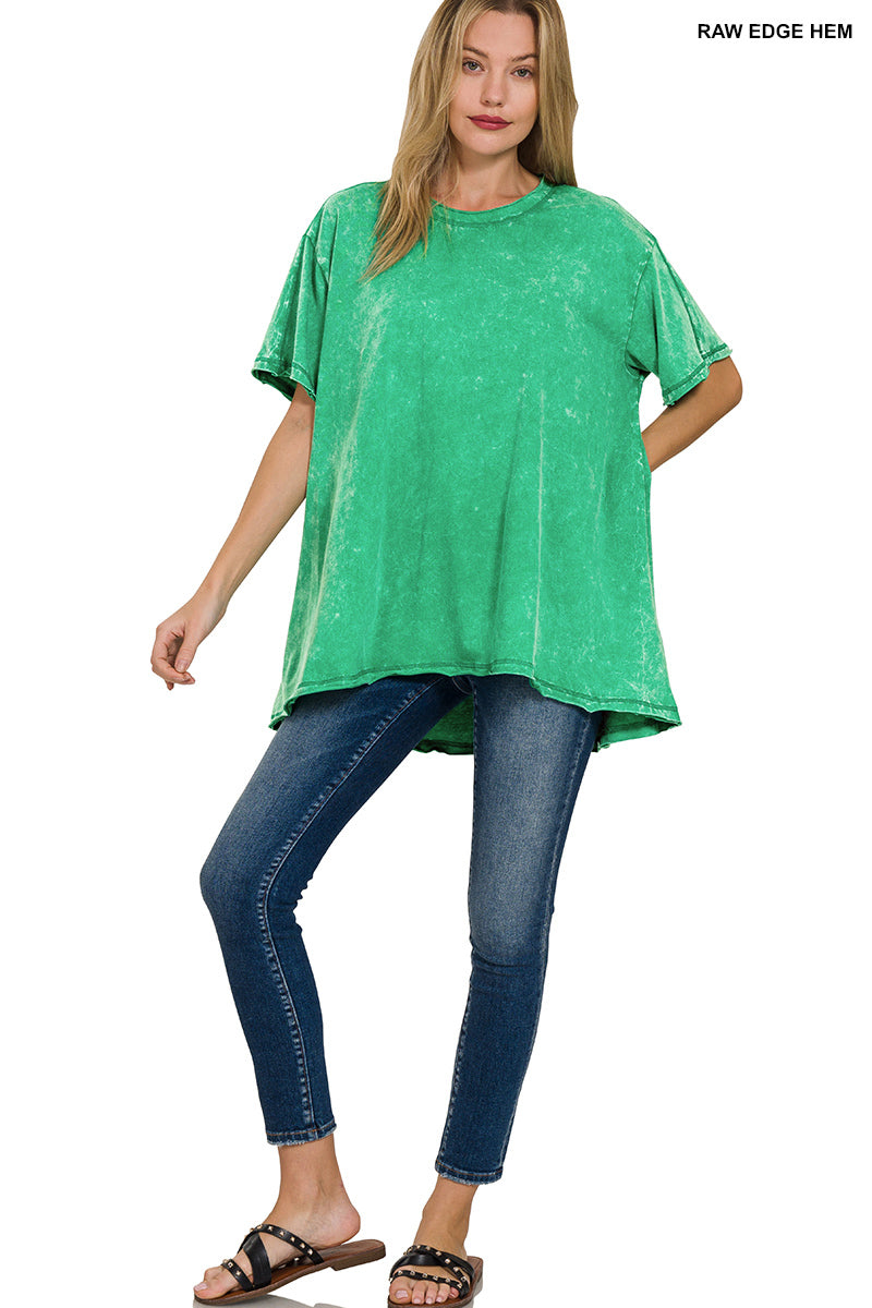 Washed Oversized Short Sleeve Top