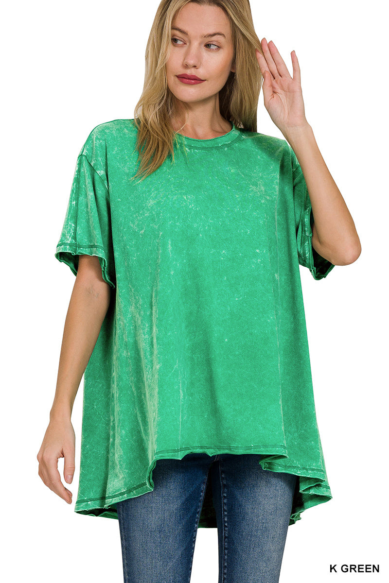 Washed Oversized Short Sleeve Top