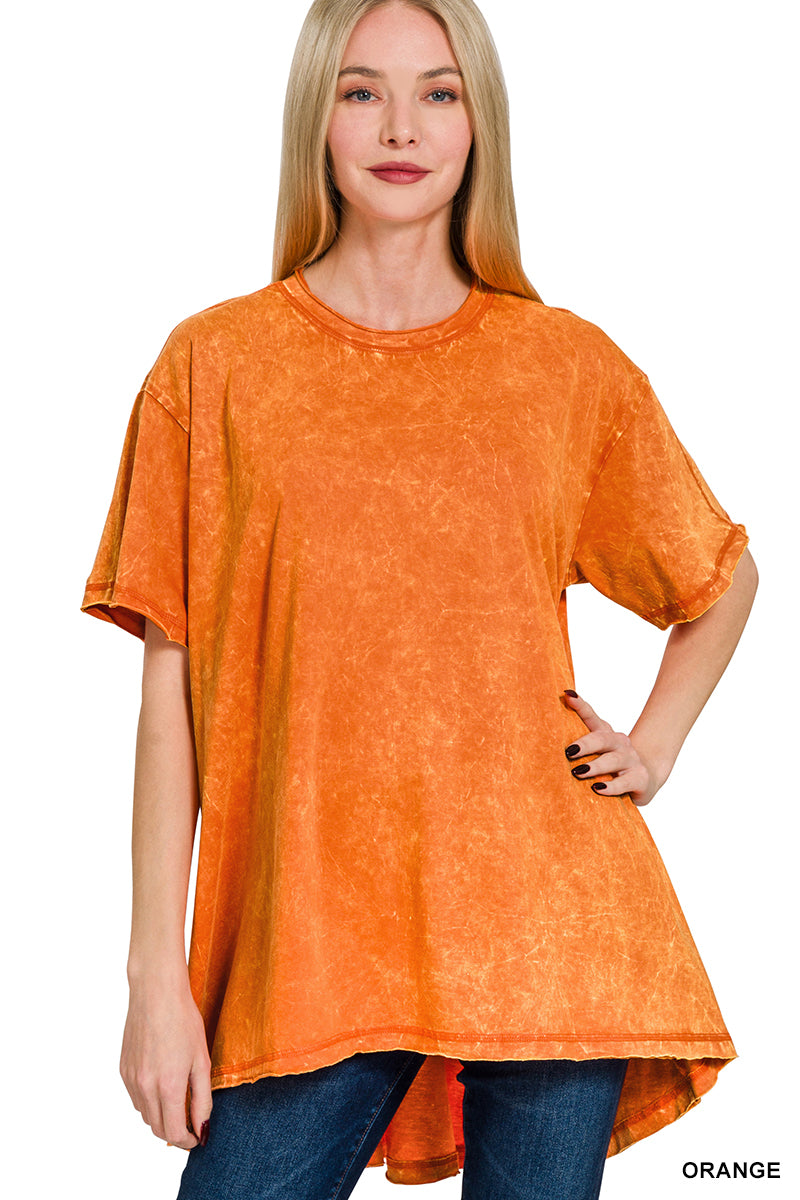 Washed Oversized Short Sleeve Top