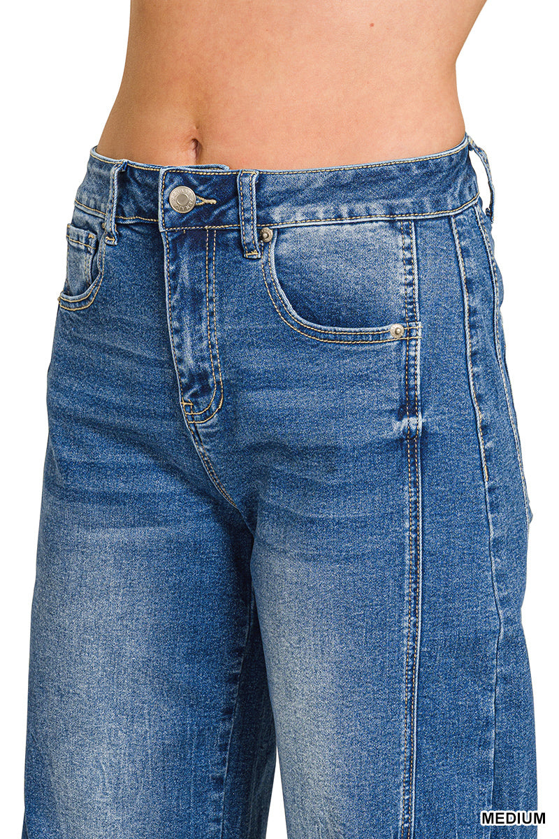 Barrel Leg Cropped Denim Pants