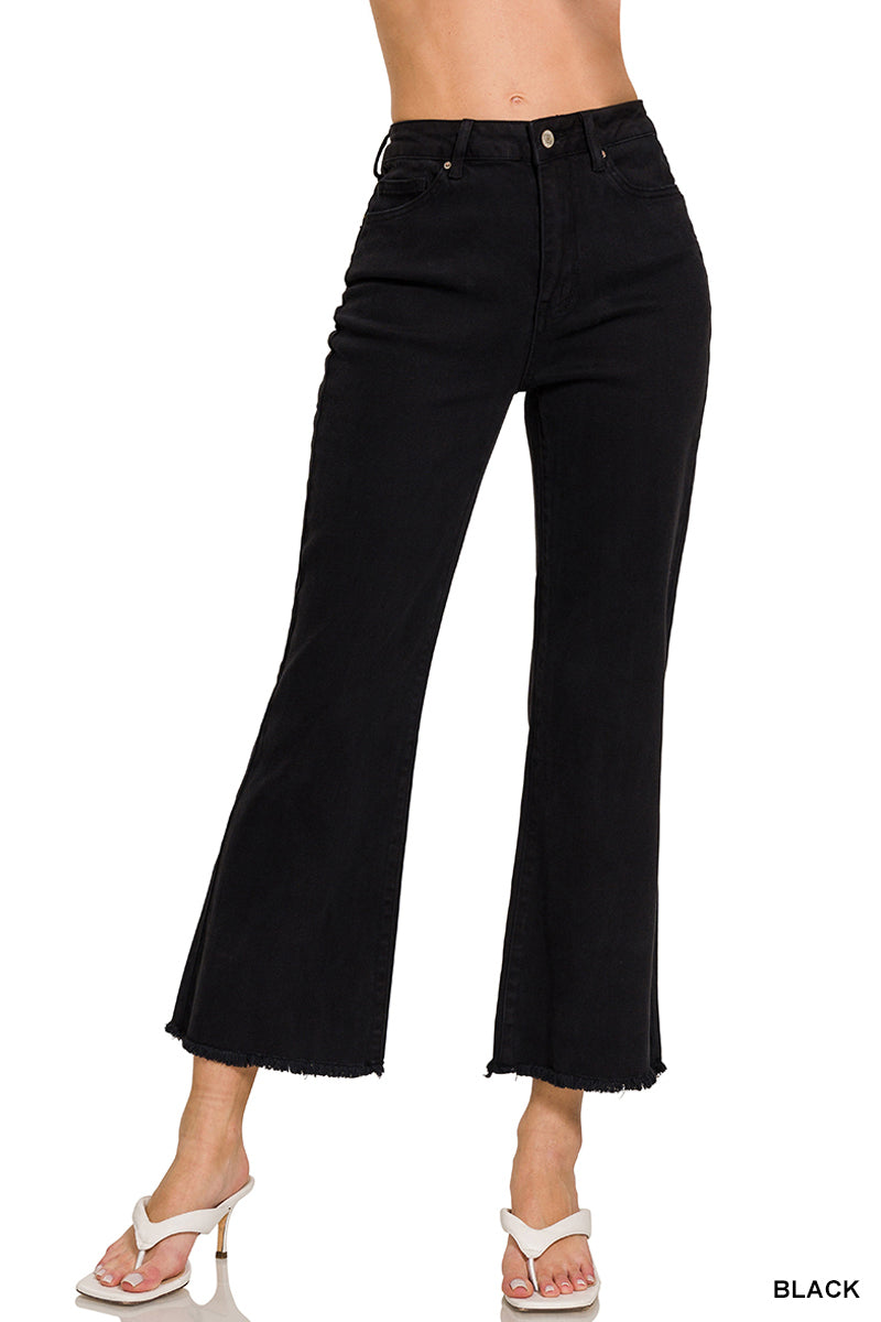 Zenana Fray Hem Pants