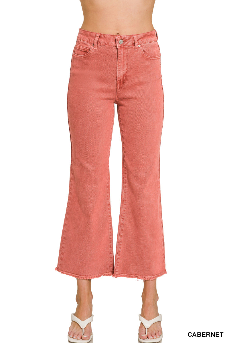 Zenana Fray Hem Pants