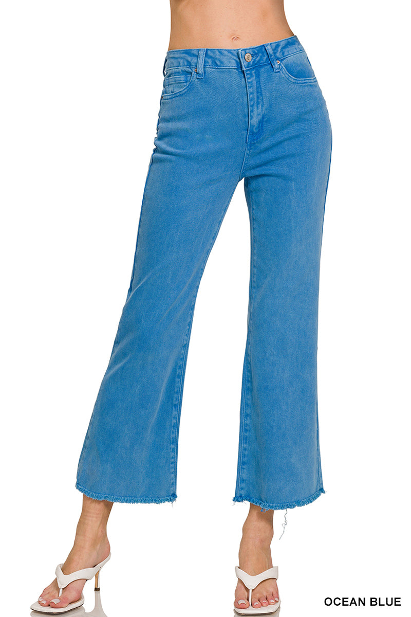 Zenana Fray Hem Pants