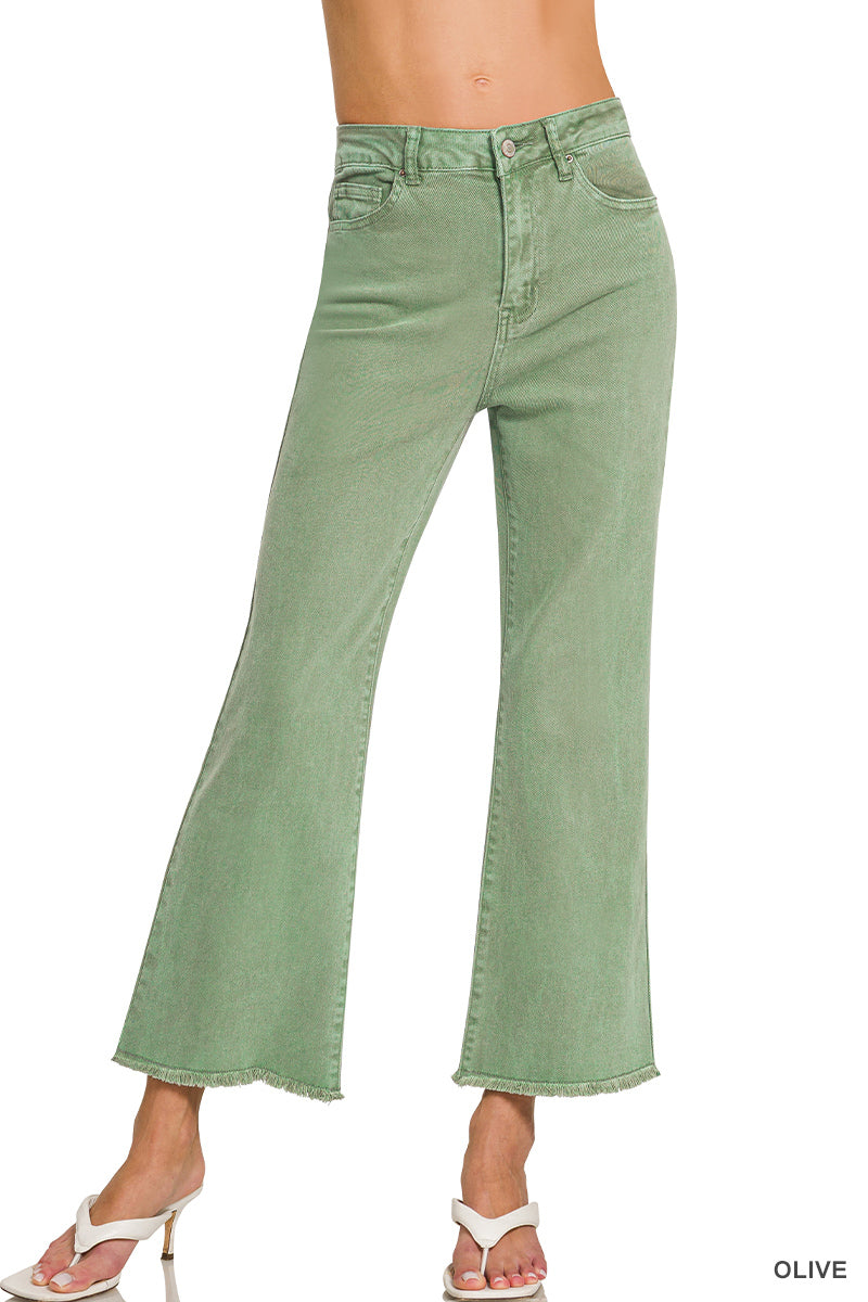 Zenana Fray Hem Pants