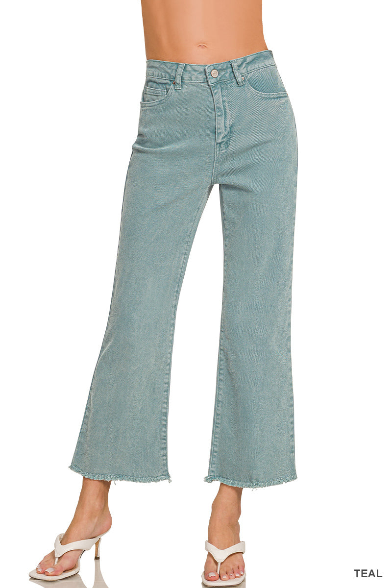 Zenana Fray Hem Pants
