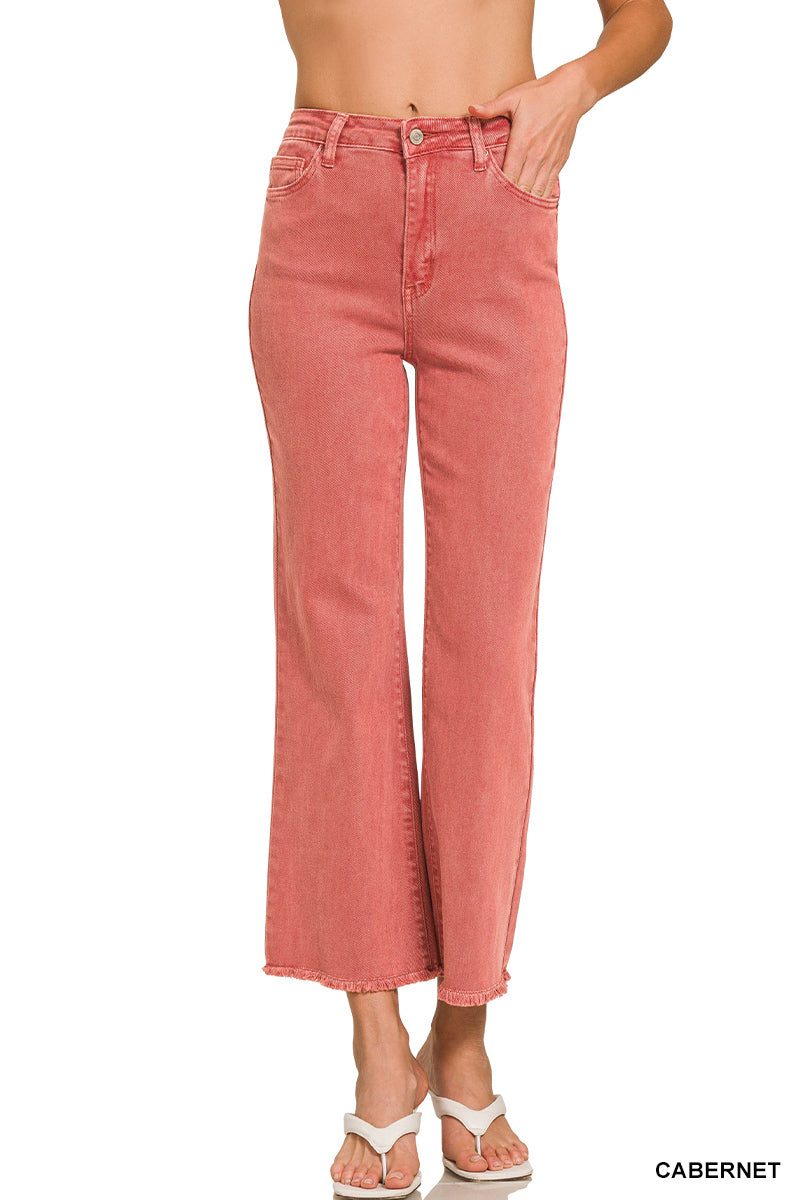 Zenana Fray Hem Pants