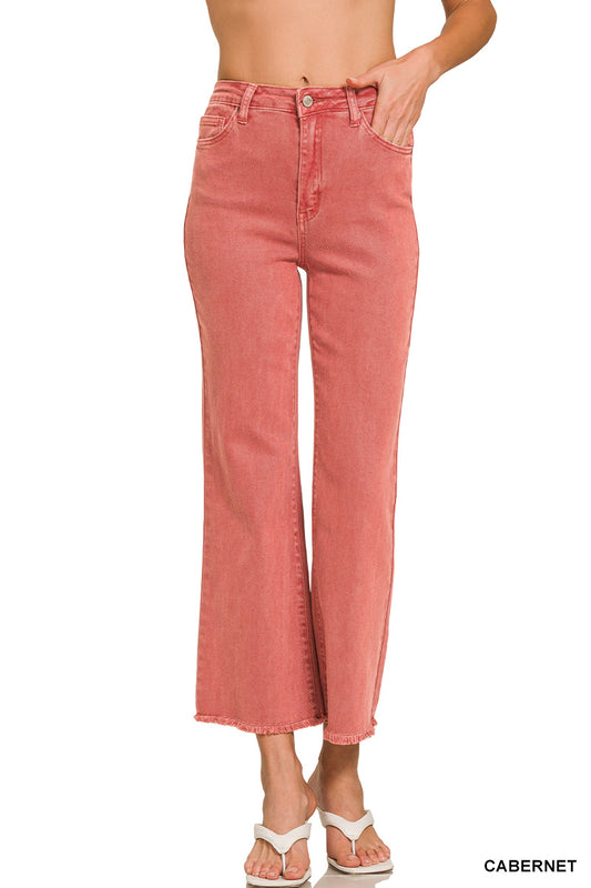 Zenana Fray Hem Pants