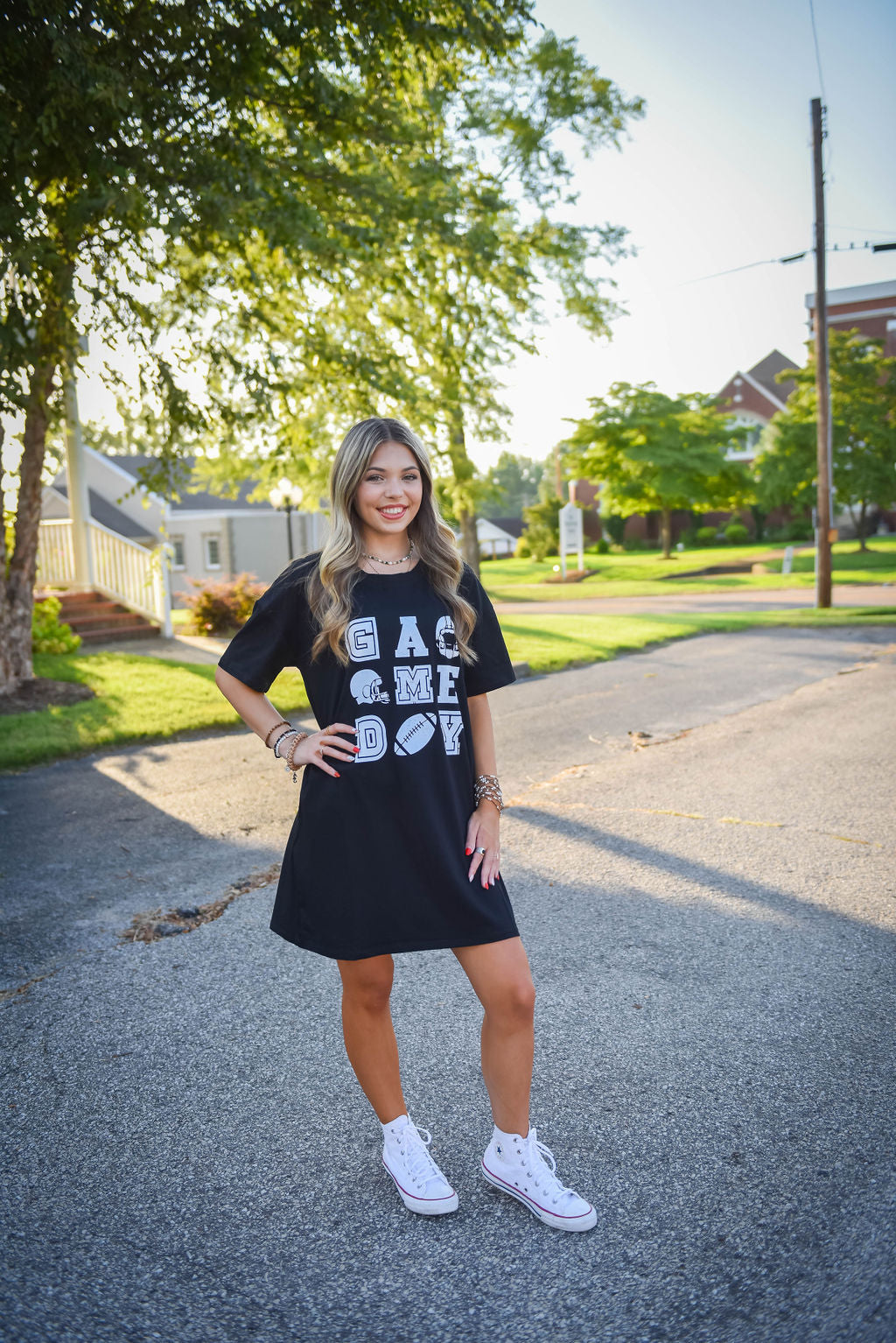 Game Day Black T-Shirt Dress