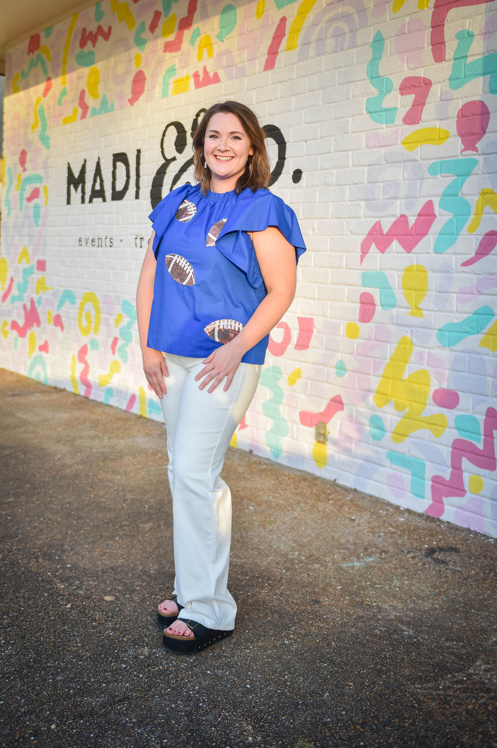 Football Sequin Patch Blouse