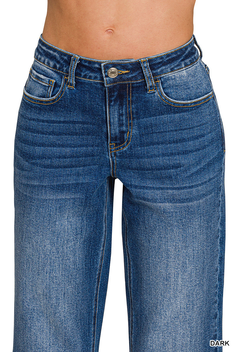High Waist Straight Leg Denim Pants