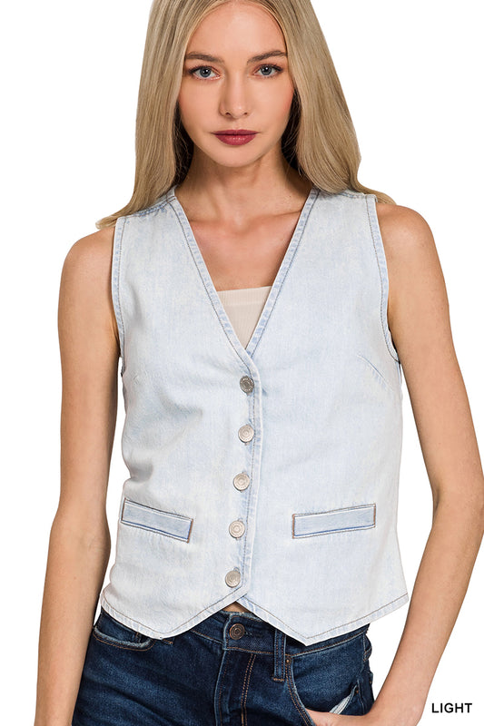 Button Up Denim Vest