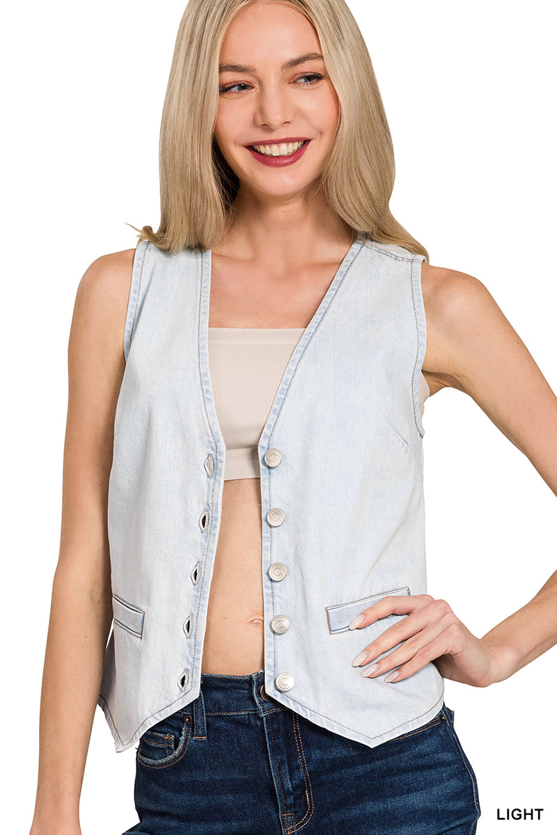 Button Up Denim Vest
