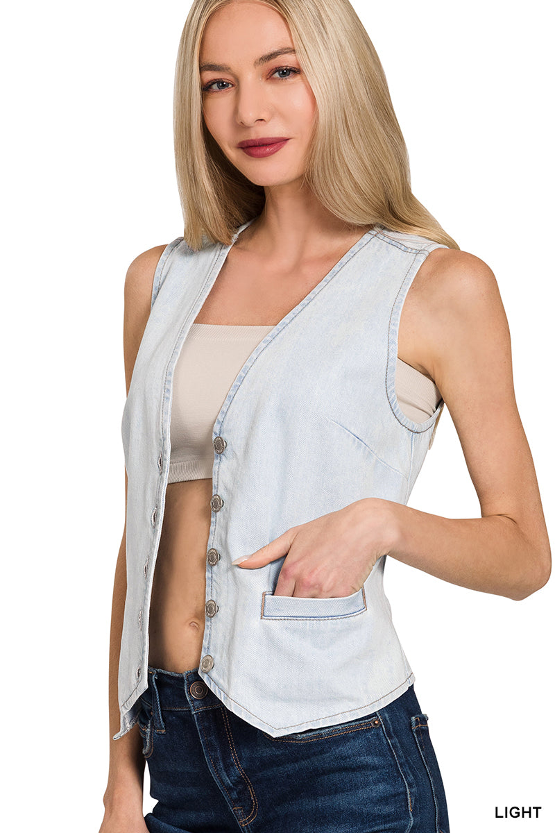 Button Up Denim Vest