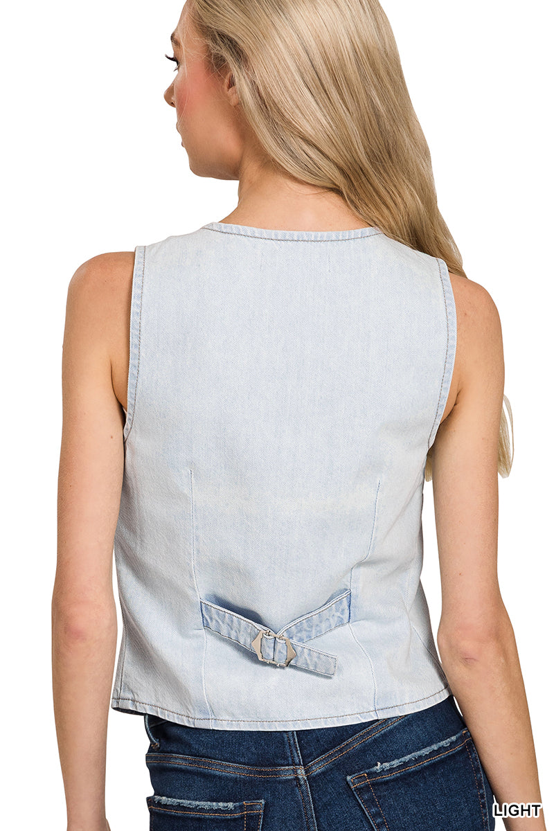 Button Up Denim Vest