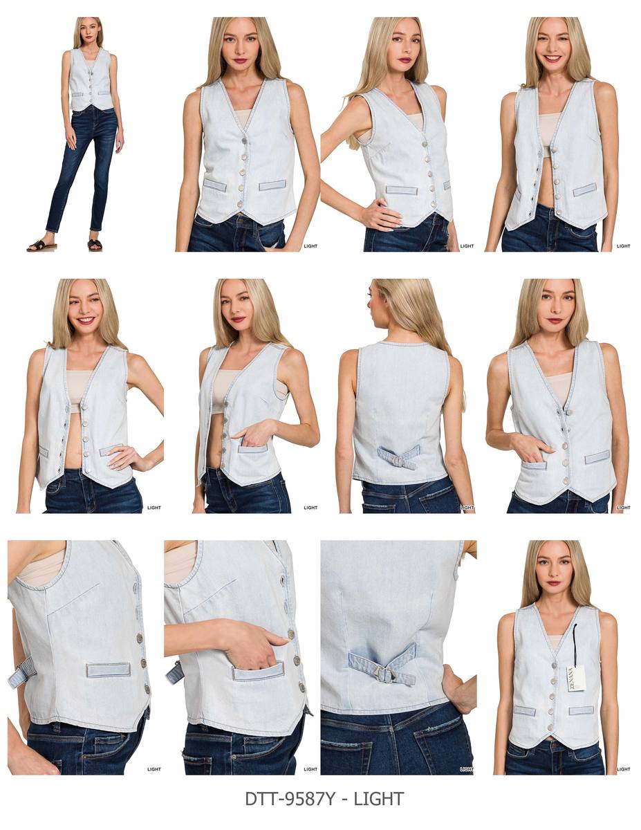 Button Up Denim Vest