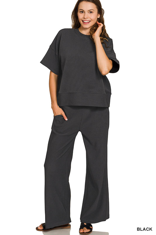 Luxe Ribbed Tee & Pants Set
