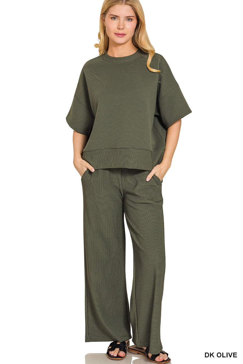 Luxe Ribbed Tee & Pants Set