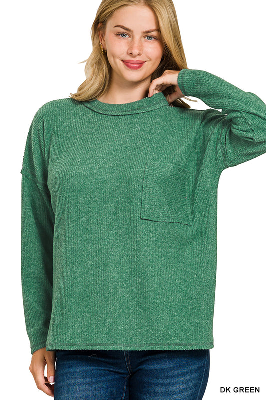 Ribbed Pocket Sweater