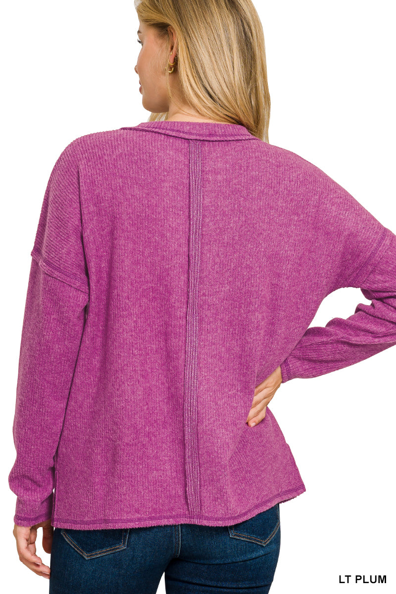 Ribbed Pocket Sweater