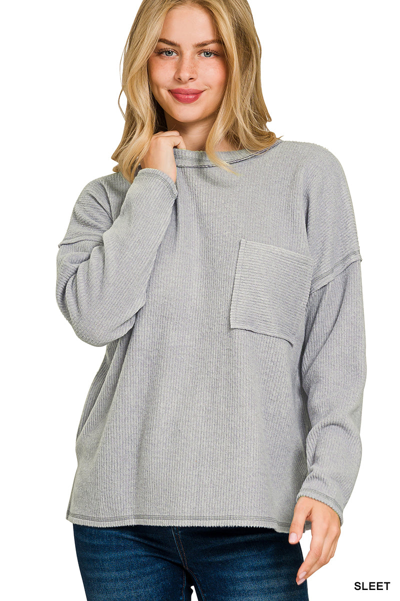 Ribbed Pocket Sweater