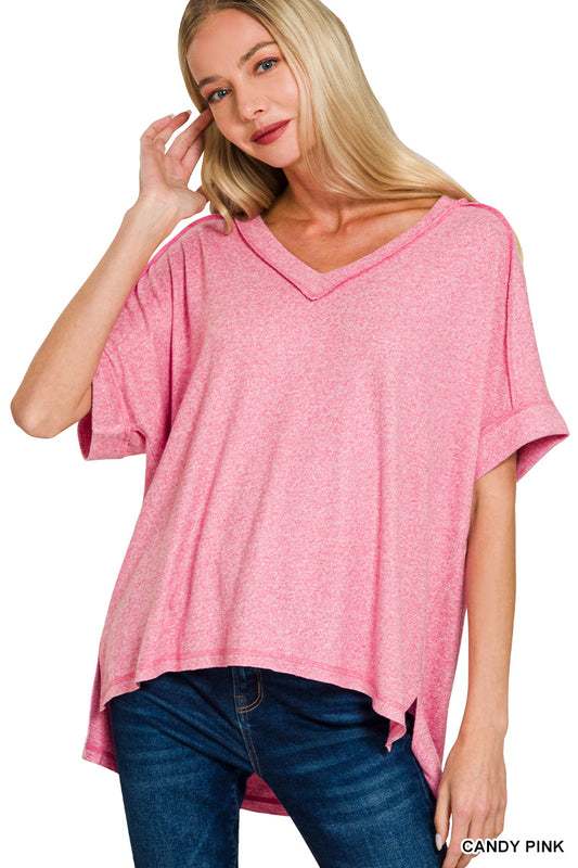 Cozy Melange Short Sleeve Top