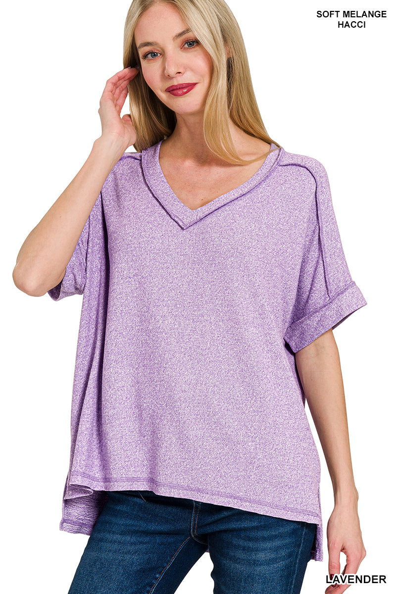 Cozy Melange Short Sleeve Top