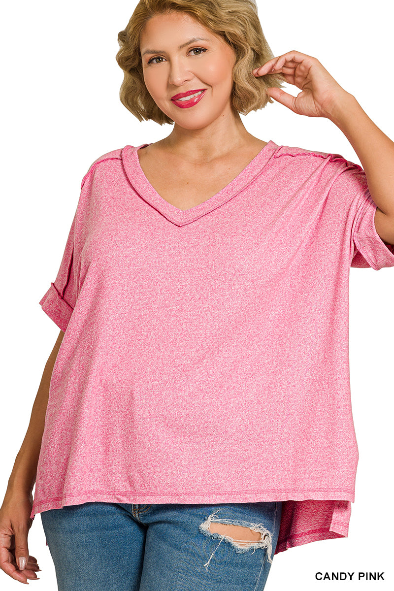 Cozy Melange Short Sleeve Top