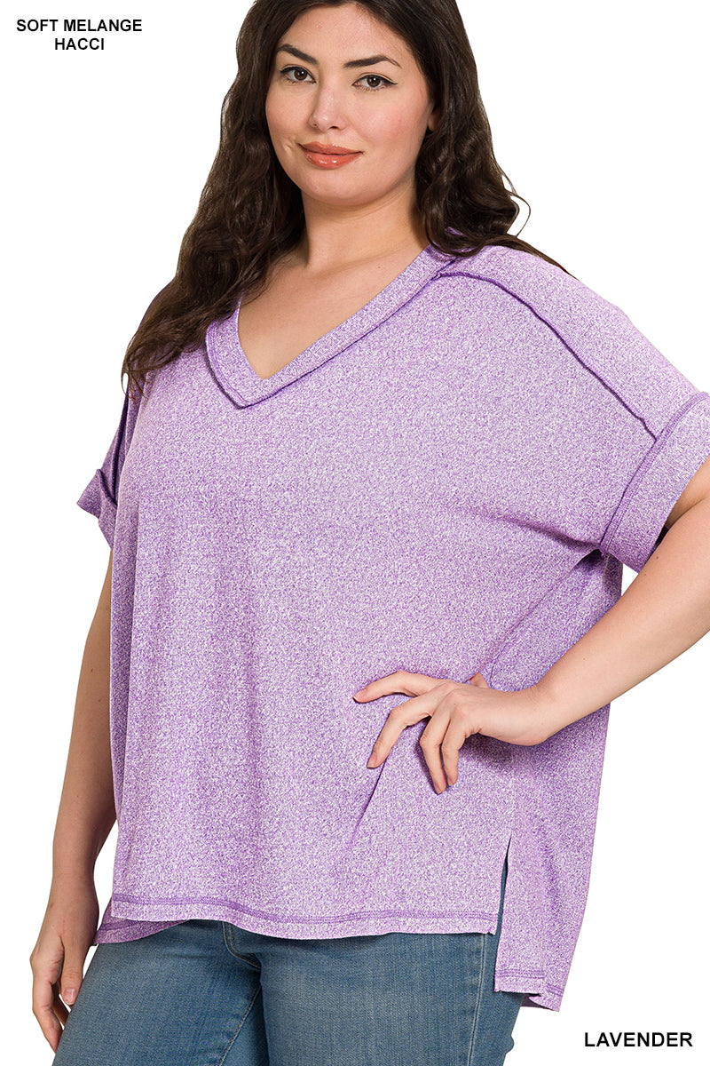 Cozy Melange Short Sleeve Top
