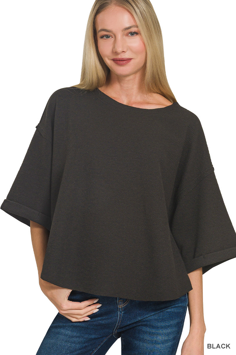 Knit Curved Hem Top