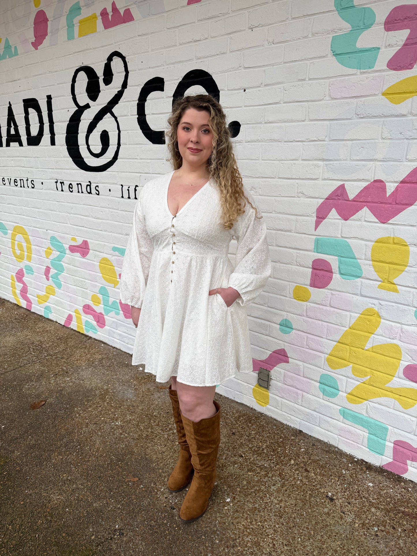 Ella Eyelet Button Down Dress