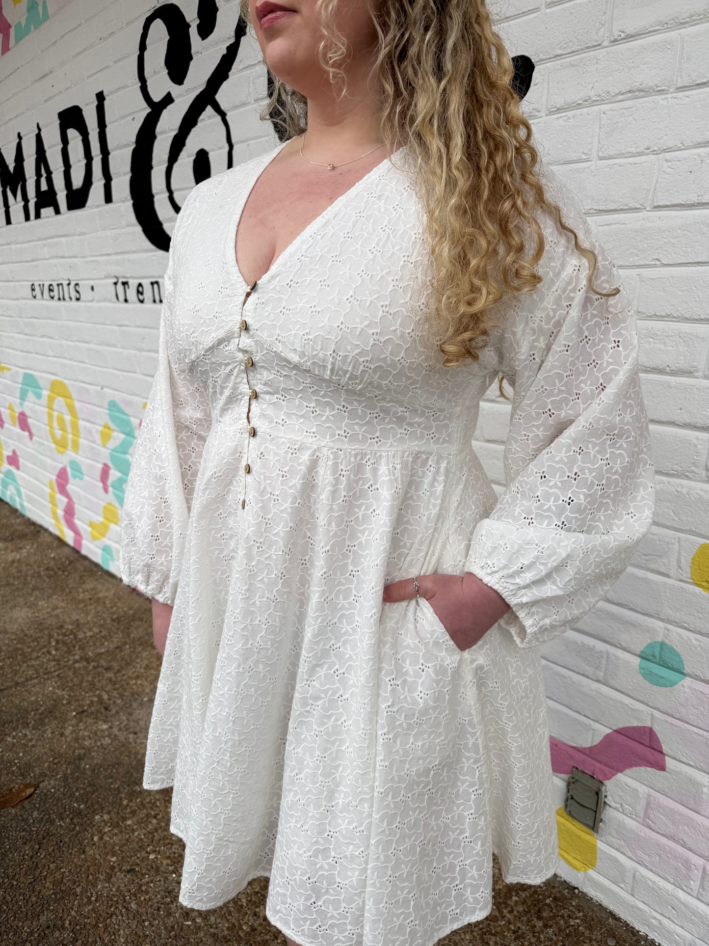Ella Eyelet Button Down Dress