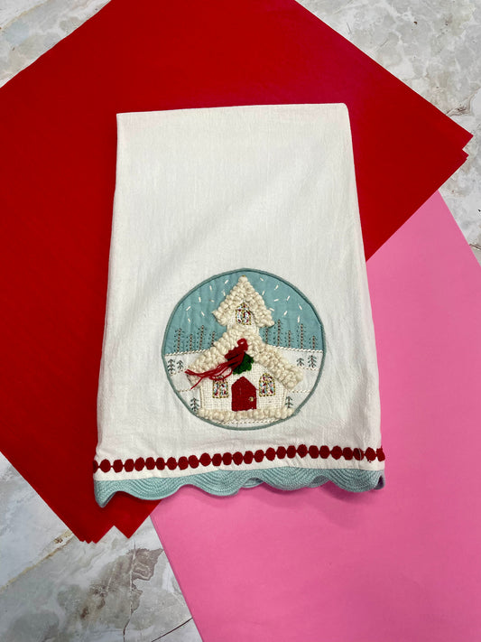 Christmas Church Tea Towel - Holiday Decor