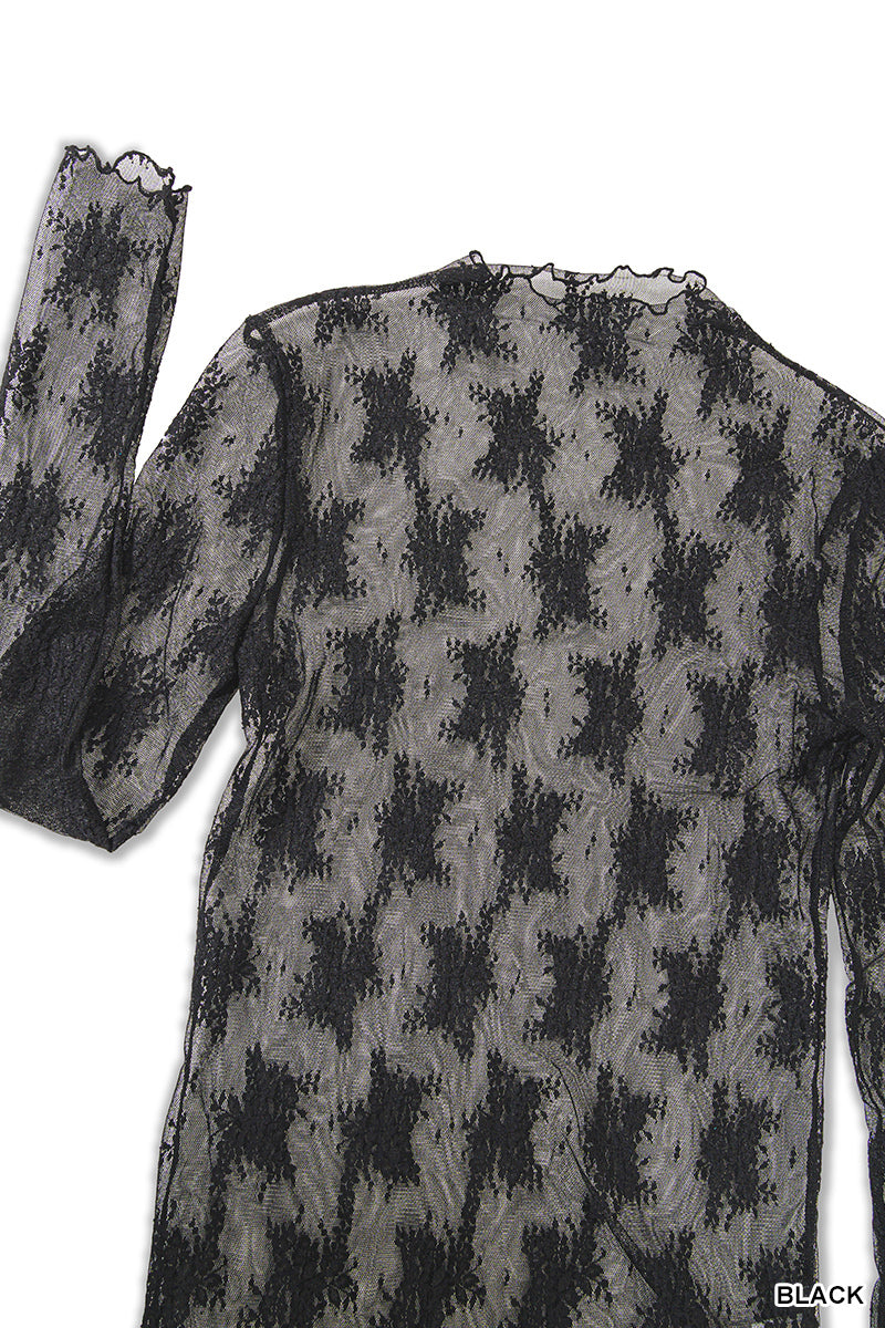 Lace Mesh Long Sleeve Top
