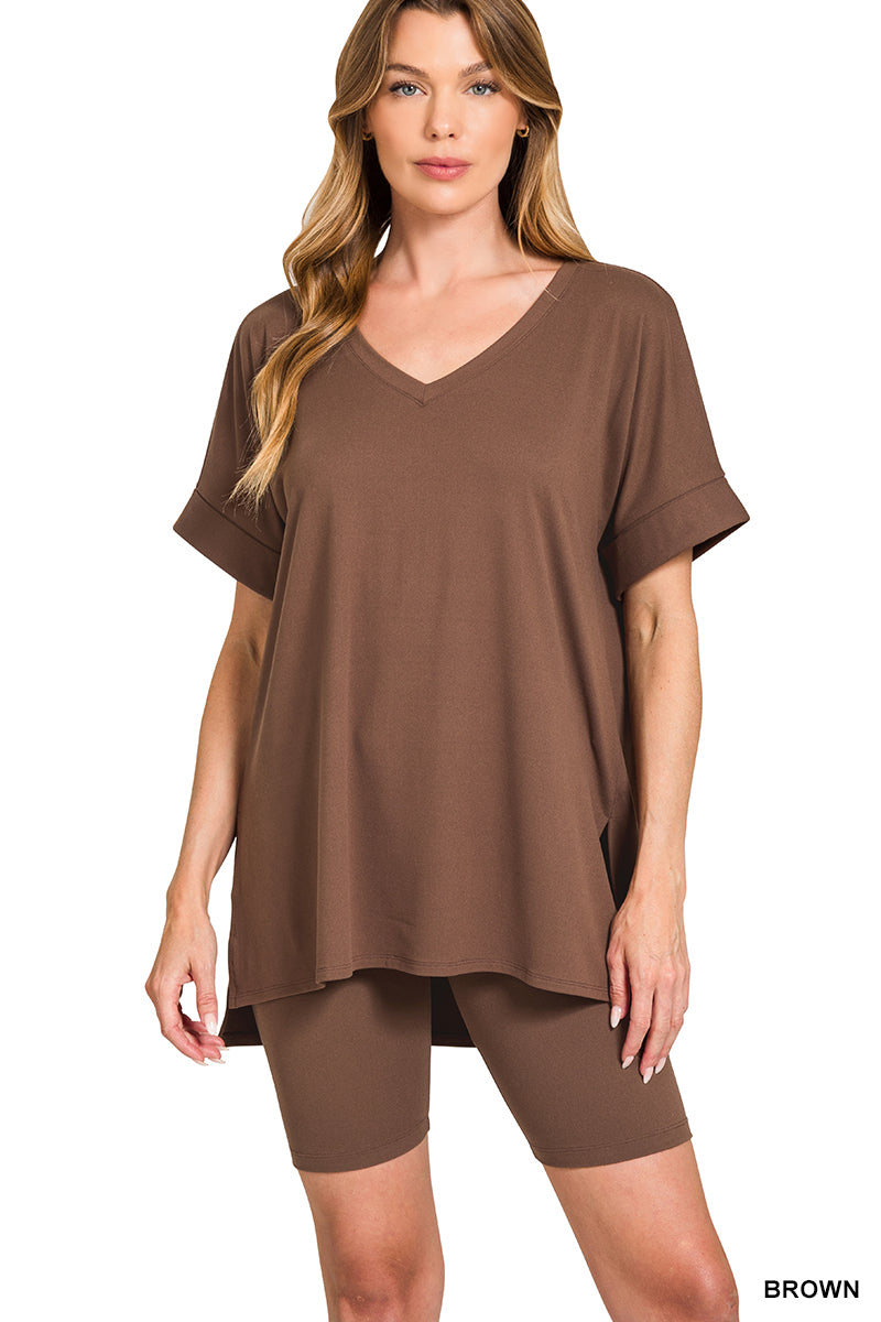 Microfiber Tee & Biker Shorts Set