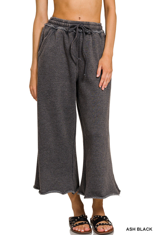 Washed Fleece Palazzo Pants