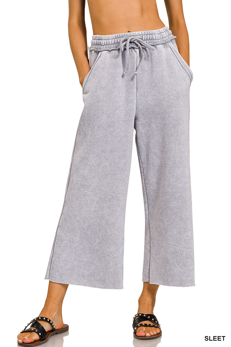 Washed Fleece Palazzo Pants