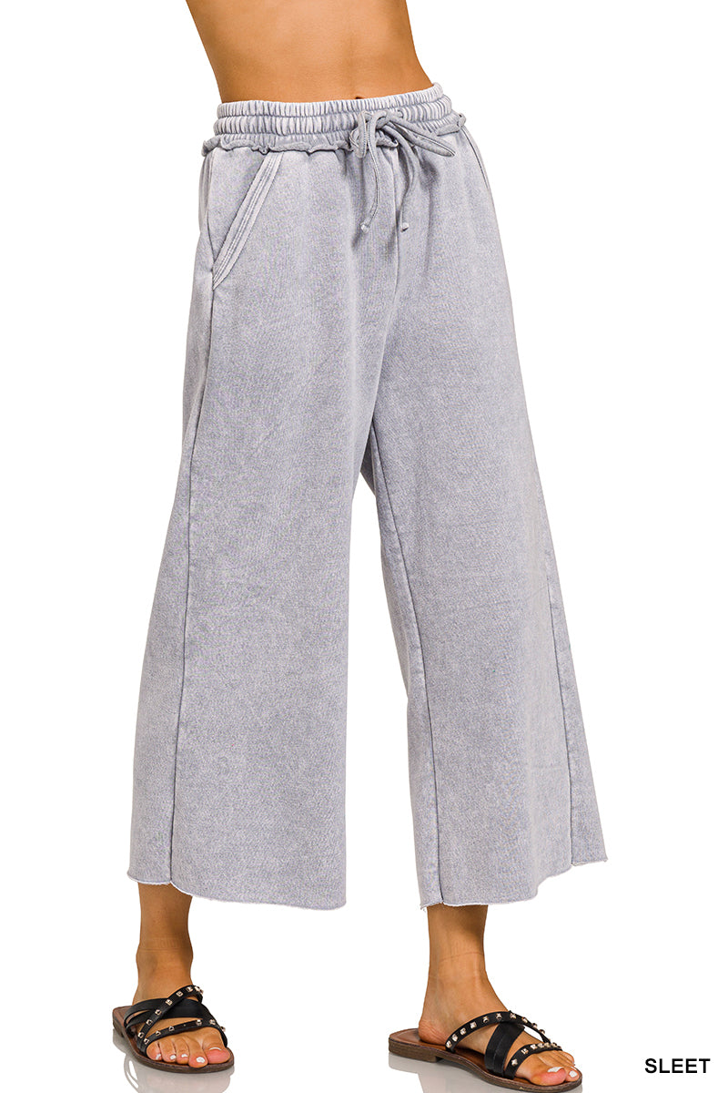 Washed Fleece Palazzo Pants