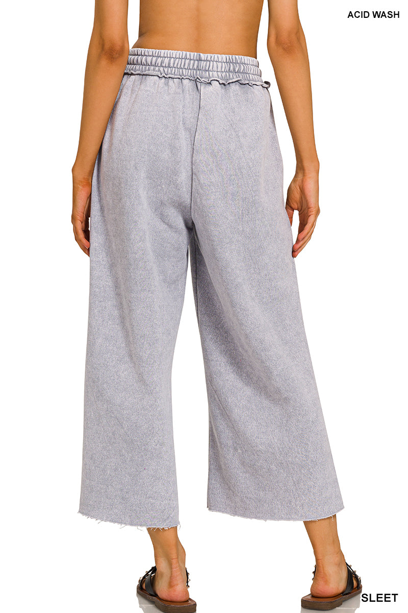 Washed Fleece Palazzo Pants