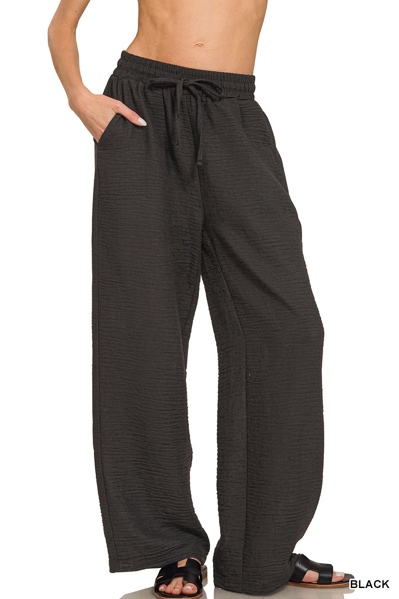 Woven Crepe Full Length Pants
