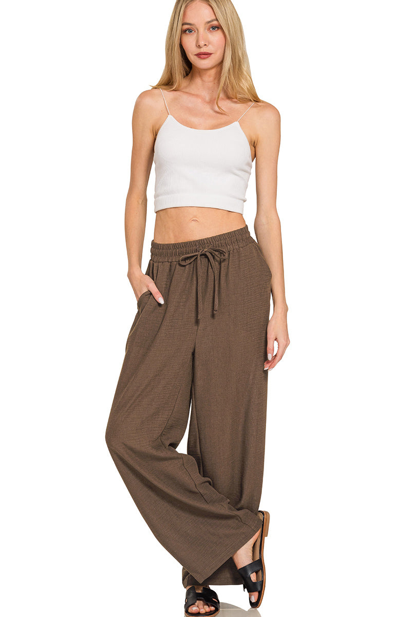 Woven Crepe Full Length Pants