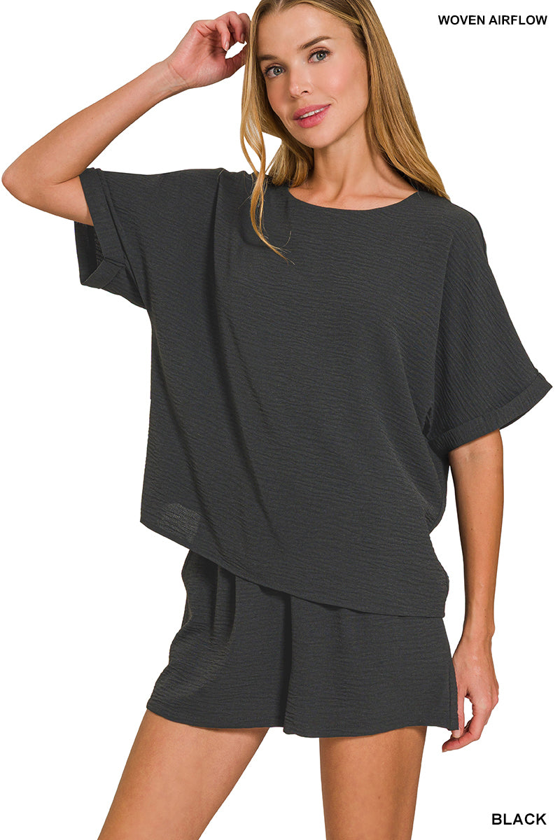 Woven Flowy Shorts Set