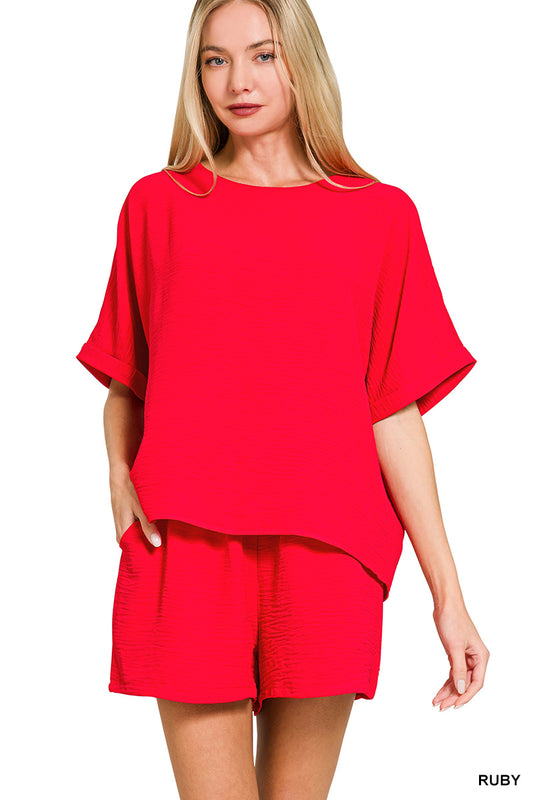 Woven Flowy Shorts Set